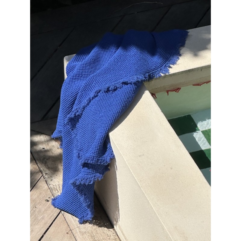Drap de bain nid d'abeille Bleu d'outremer
