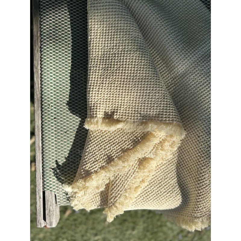 Drap de bain nid d'abeille jaune Butter yellow