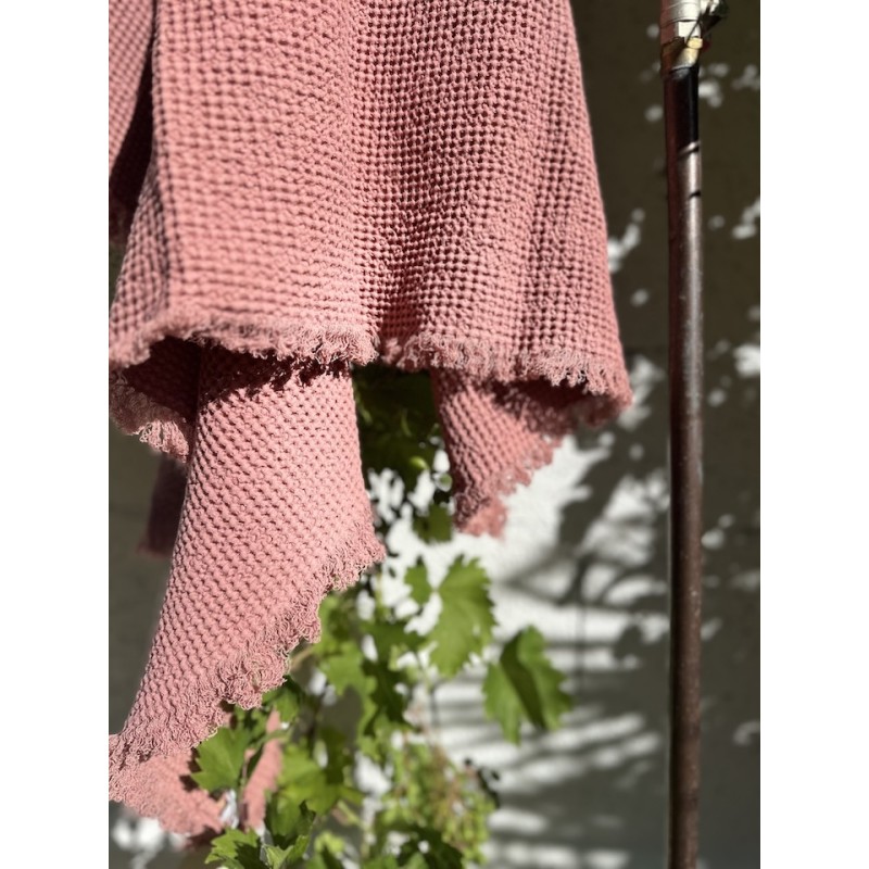 Drap de bain nid d'abeille Terracotta