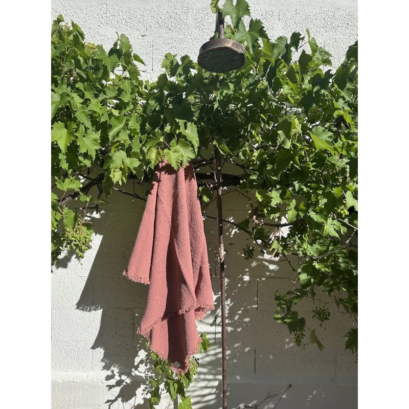 Drap de bain nid d'abeille Terracotta
