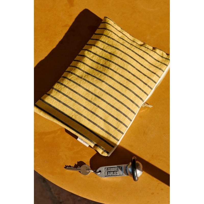 Pochette Jaune rayures fines Rose in April