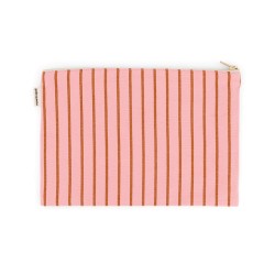 Pochette Rayures fines rose et cumin