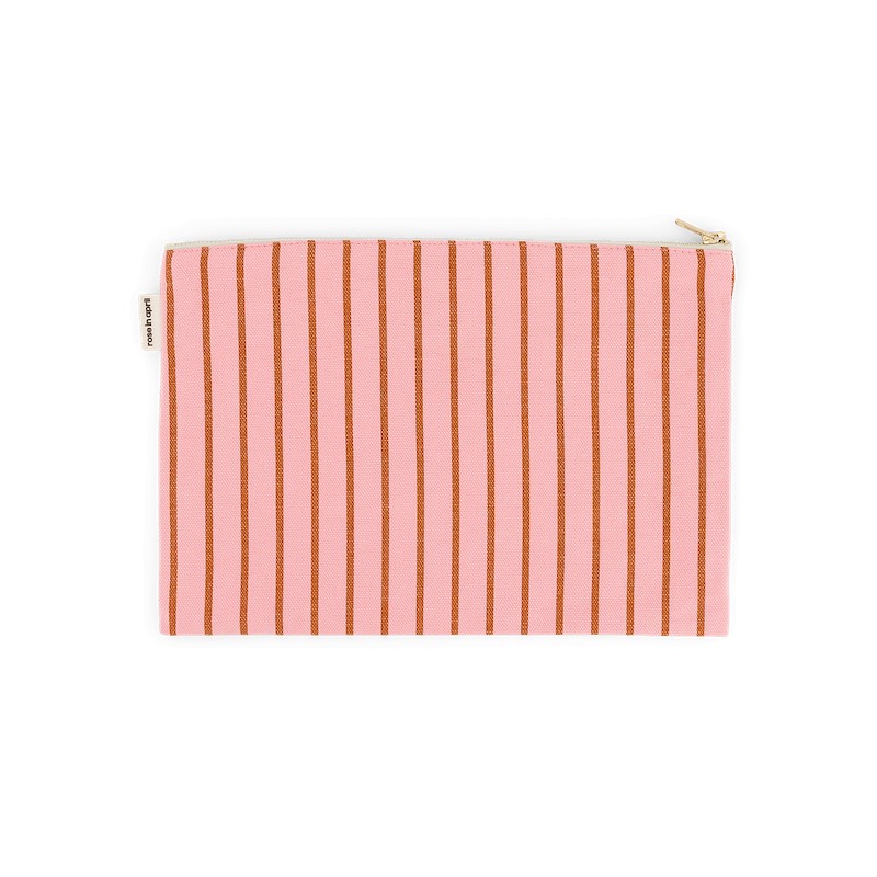 Pochette Rayures fines rose et cumin