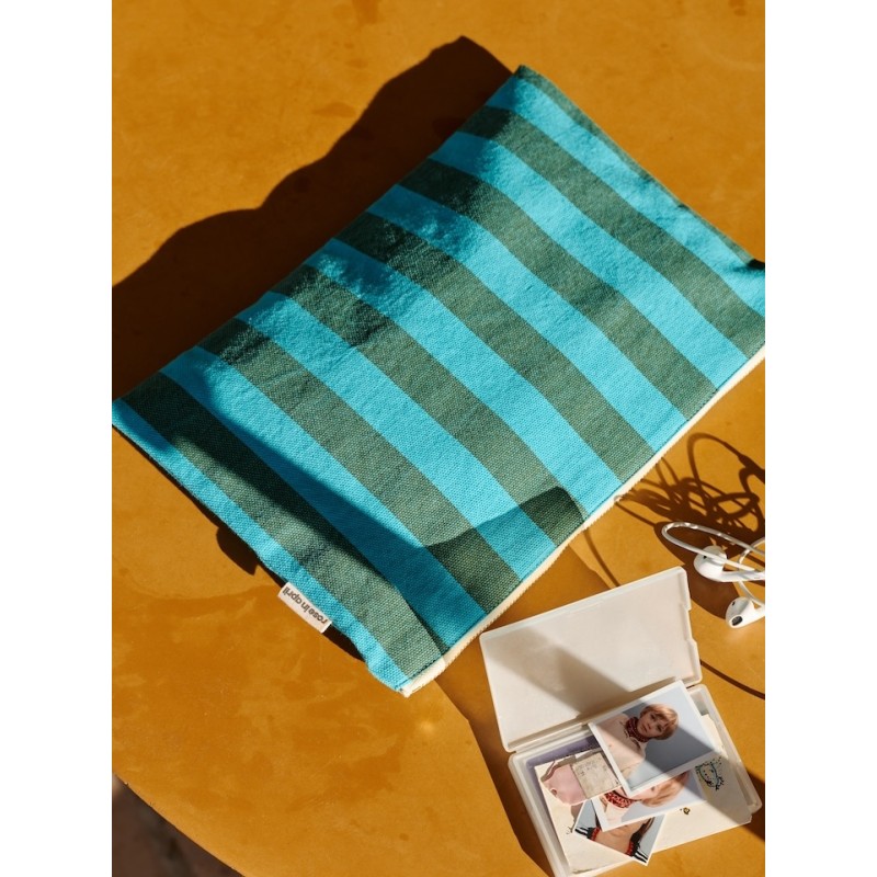 Pochette Rayures Turquoise Vert olive Rose in April