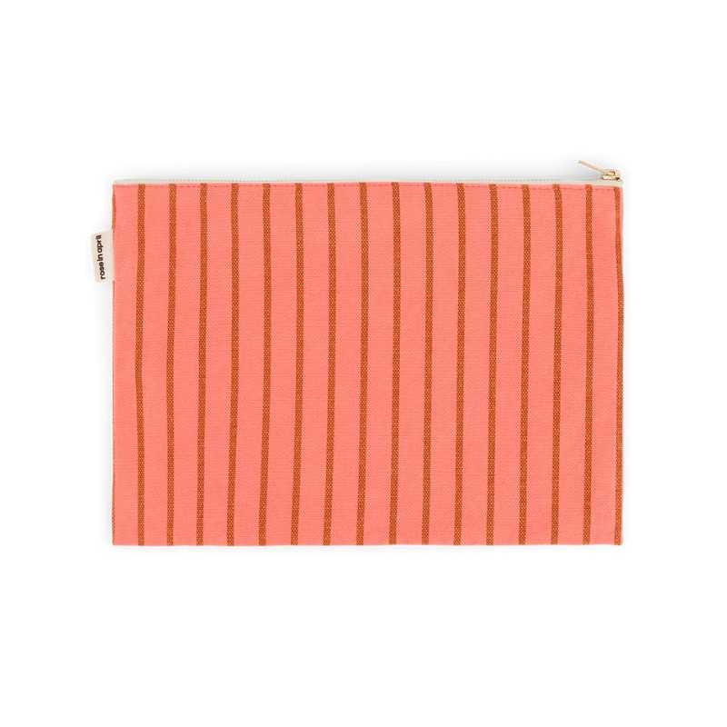 Pochette Corail rayures fines olive Rose in April