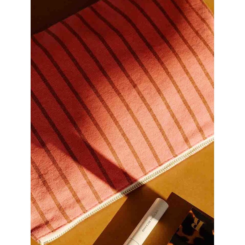 Pochette Corail rayures fines olive Rose in April